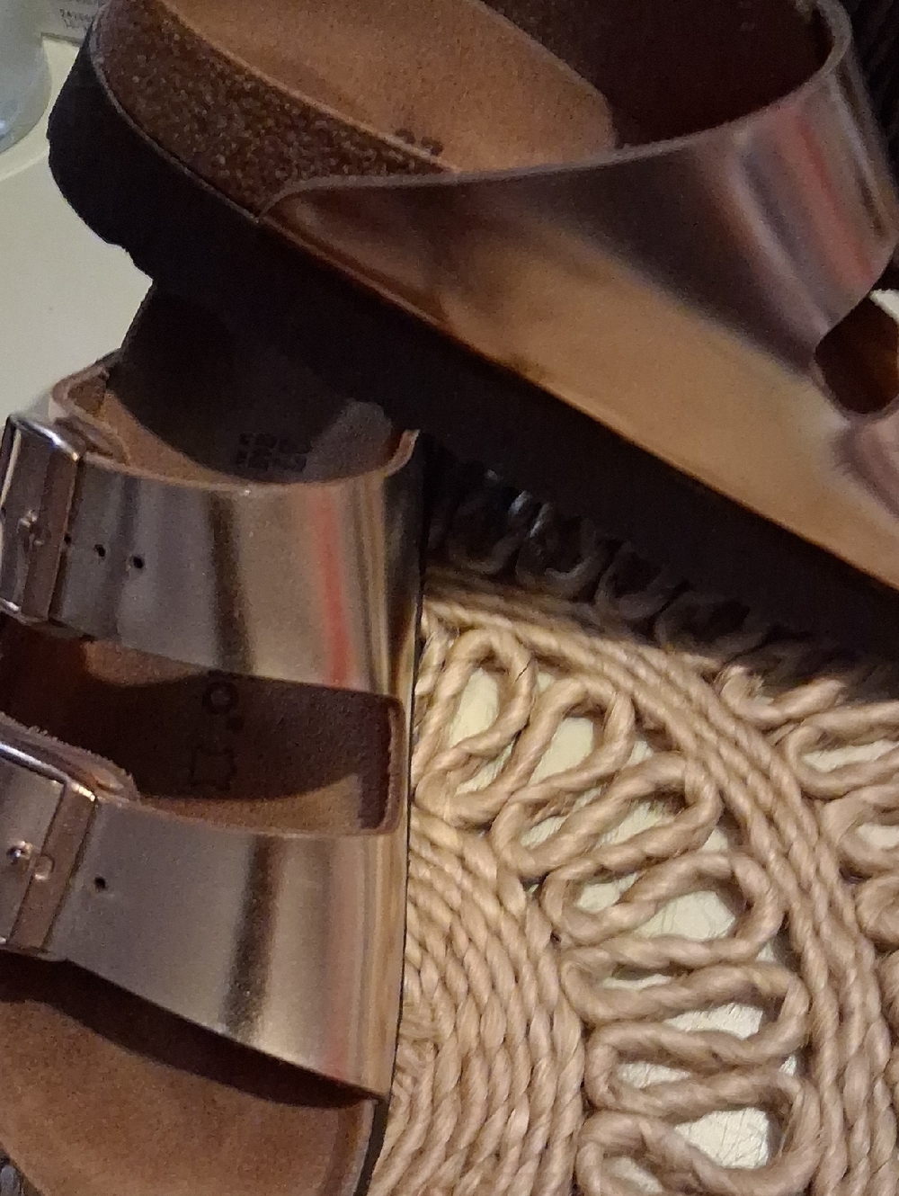 Birkenstock Metallic Rose Gold, Platform,Two-Strap Sandals, Size 37. - Picture 12 of 12